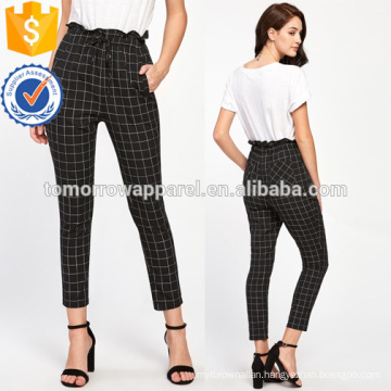 Frilled Waist Grid Pants Manufacture Wholesale Fashion Women Apparel (TA3079P)